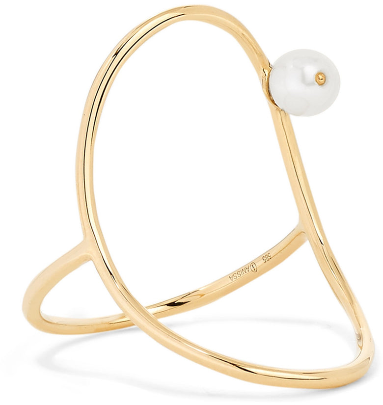 Anissa Kermiche Oval 14 Karat Gold Pearl Ring